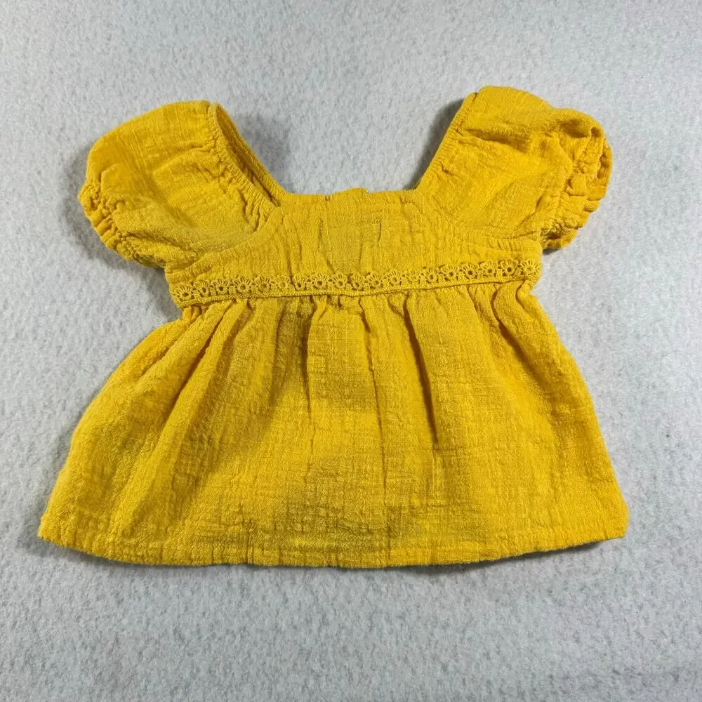 7 for All Mankind Baby Girl 12M Yellow Button-up Spring Boho Chic Easter Picture
